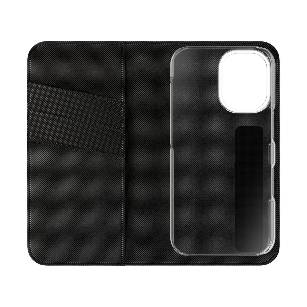 Black Wallet Phone Flip Case — Cardholder Folio Cover