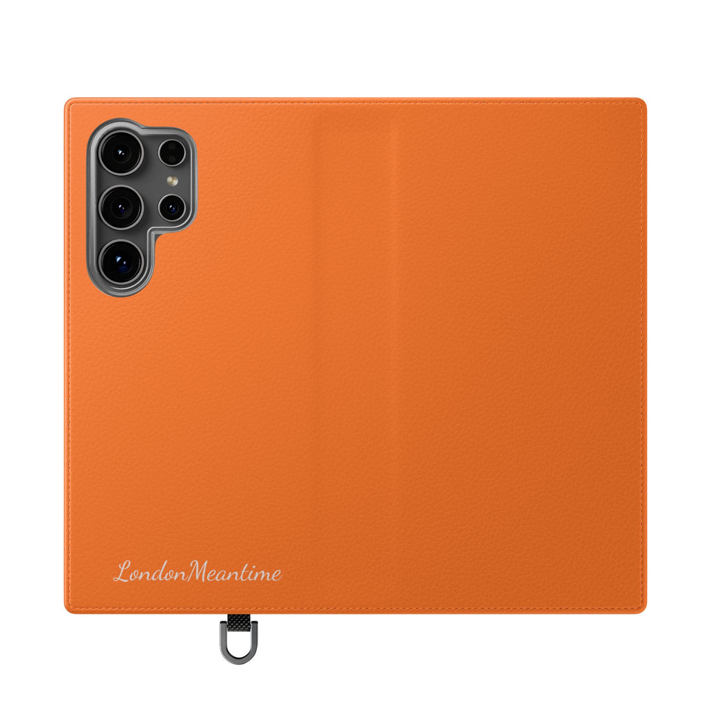 Orange Wallet Phone Flip Case — Cardholder Folio Cover