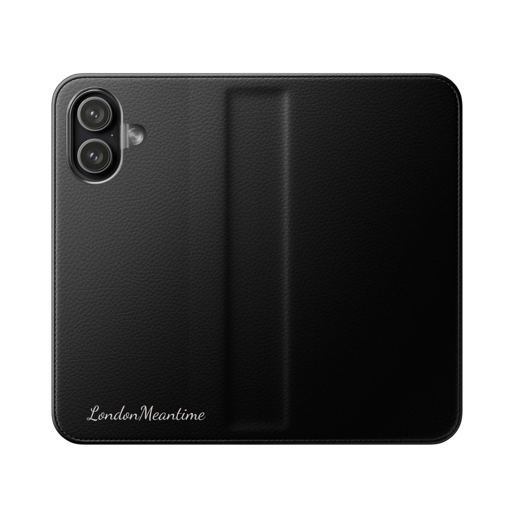 Black Wallet Phone Flip Case — Cardholder Folio Cover