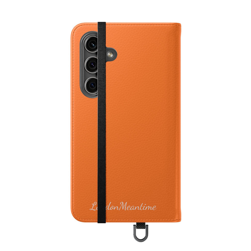 Orange Wallet Phone Flip Case — Cardholder Folio Cover