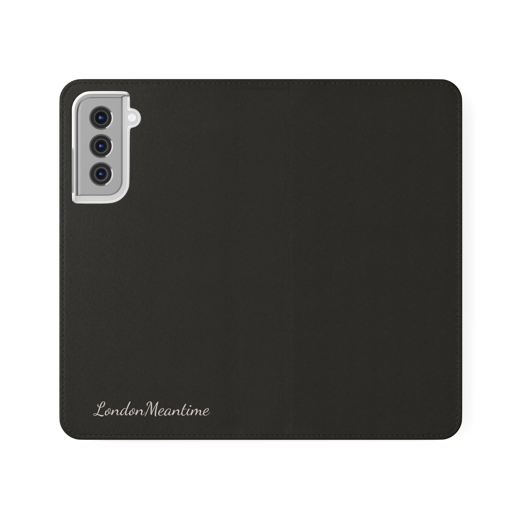 Black Wallet Phone Flip Case — Cardholder Folio Cover