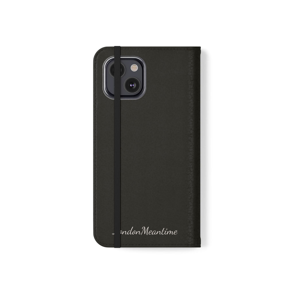 Black Wallet Phone Flip Case — Cardholder Folio Cover
