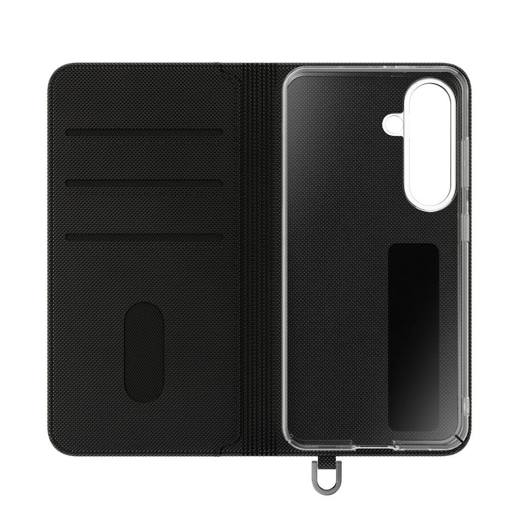 Black Wallet Phone Flip Case — Cardholder Folio Cover