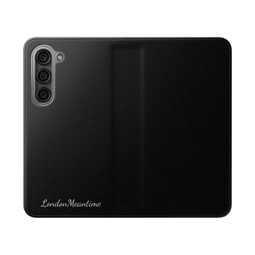Black Wallet Phone Flip Case — Cardholder Folio Cover