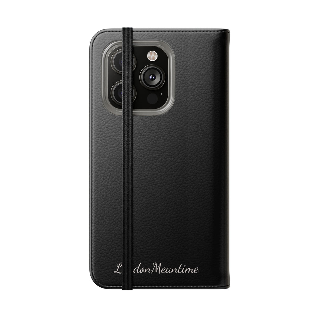 Black Wallet Phone Flip Case — Cardholder Folio Cover