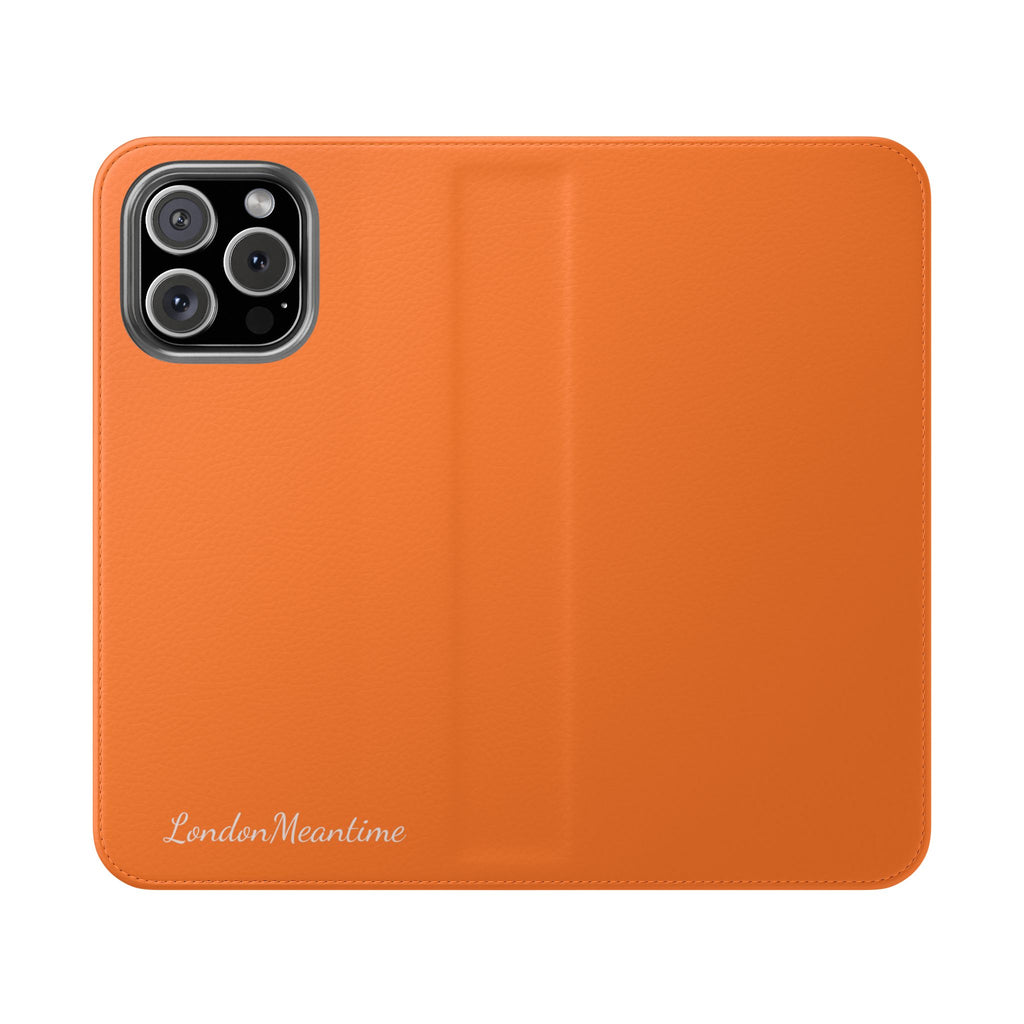 Orange Wallet Phone Flip Case — Cardholder Folio Cover