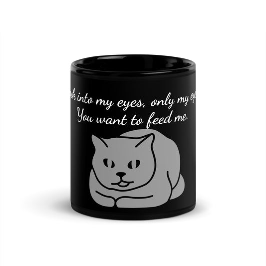 Hypno Cat Black Glossy Mug