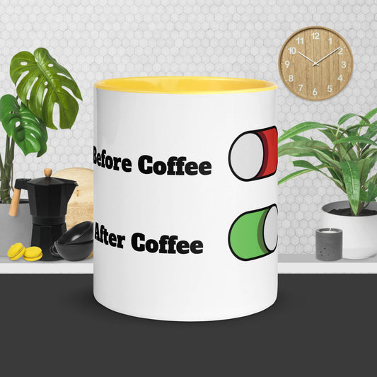 On/off button Coffee 11oz mug with colour inside